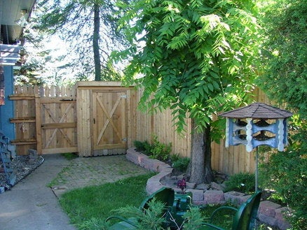 Our fence storage shed combination!